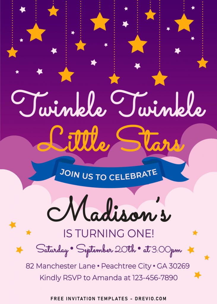 10+ Cute Twinkle Twinkle Little Stars Birthday Invitation Templates For Boys And Girls