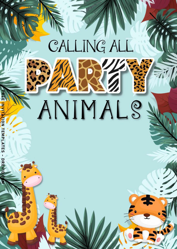 10+ Best Party Animals Invitation Templates For Kids Birthday Party and has adorable safari animals