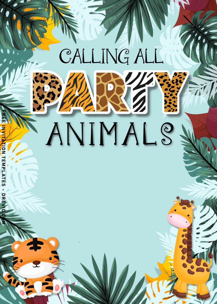 10+ Best Party Animals Invitation Templates For Kids Birthday Party and has cute font styles