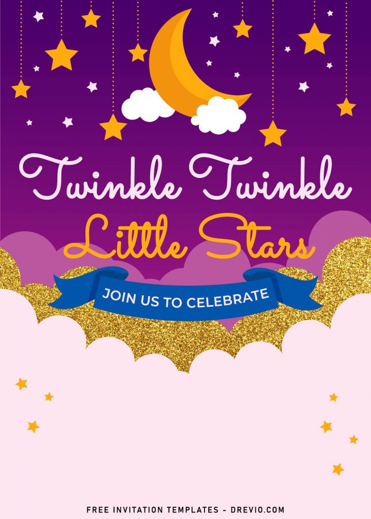 10+ Cute Twinkle Twinkle Little Stars Birthday Invitation Templates For Boys And Girls and has portrait orientation card design