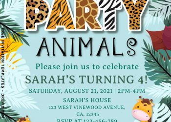 10+ Best Party Animals Invitation Templates For Kids Birthday Party