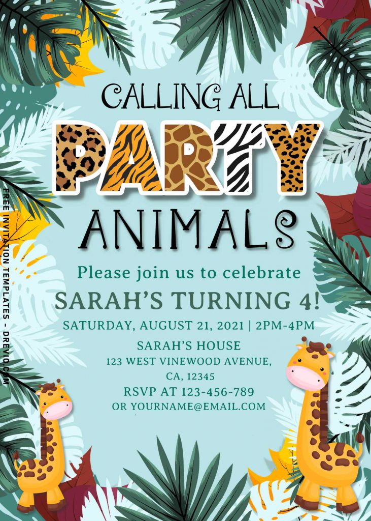 10+ Best Party Animals Invitation Templates For Kids Birthday Party