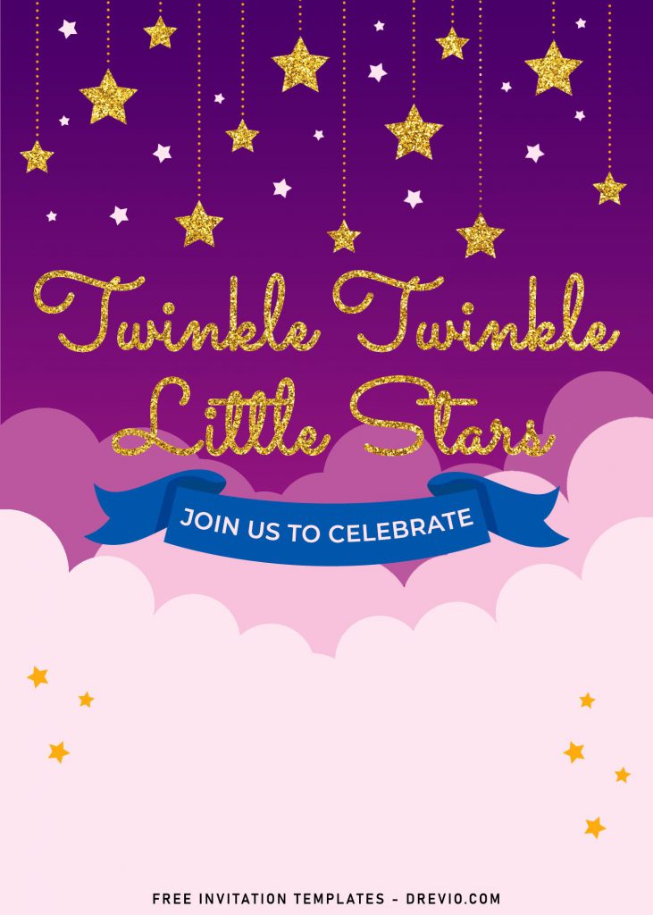 10+ Cute Twinkle Twinkle Little Stars Birthday Invitation Templates For Boys And Girls and has mesmerizing gold glitter wording 