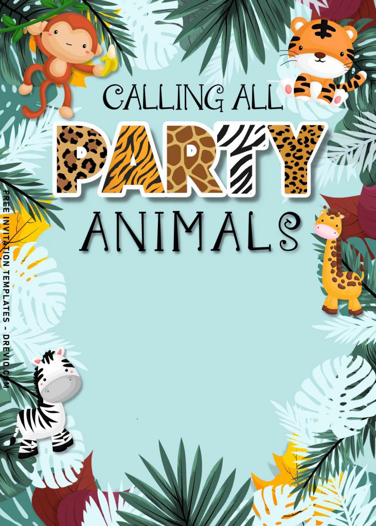 10+ Best Party Animals Invitation Templates For Kids Birthday Party and has baby zebra