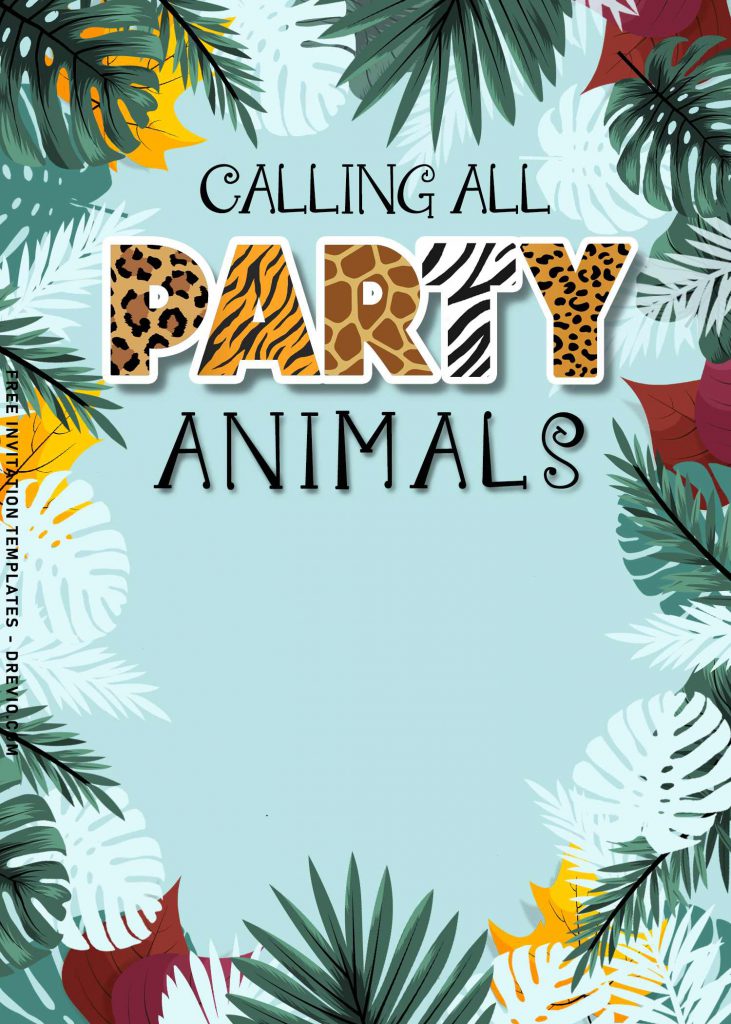 10+ Best Party Animals Invitation Templates For Kids Birthday Party and has portrait design and editable