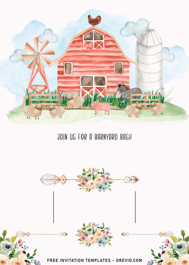 11+ Farm Animals Birthday Invitation Templates For Your Kid's Upcoming Birthday and has beautiful watercolor design