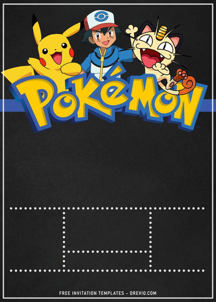 11+ Pokemon Birthday Party Invitation Templates and has chalkboard style background