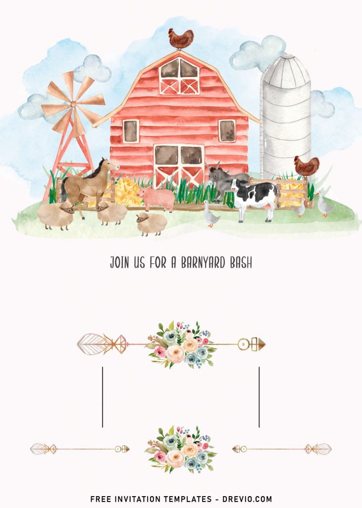 11+ Farm Animals Birthday Invitation Templates For Your Kid's Upcoming Birthday and has Watercolor Roses