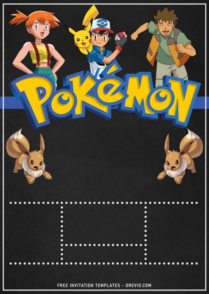 11+ Pokemon Birthday Party Invitation Templates and has Eevee and Brock