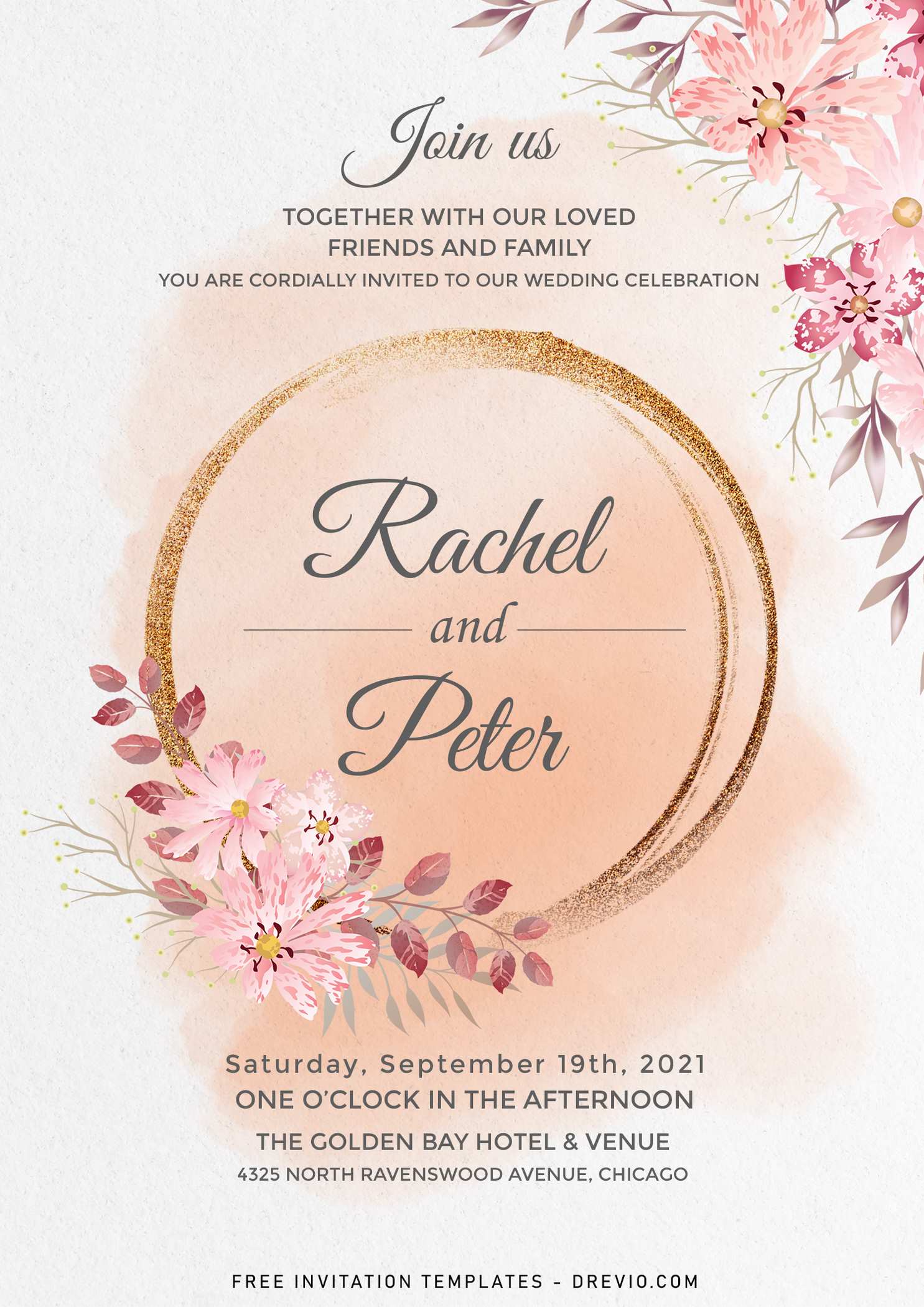 7+ beautiful wedding invitation templates with blush pink floral