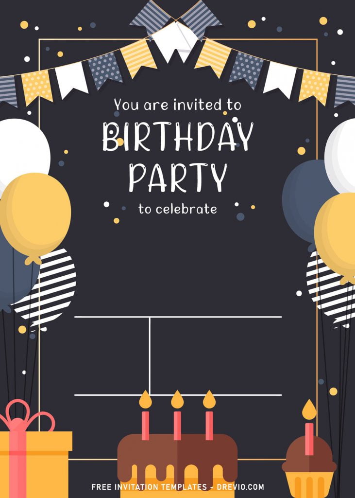 7+ Cute And Fun Birthday Invitation Templates For All Ages and it has colorful party garland or bunting flags