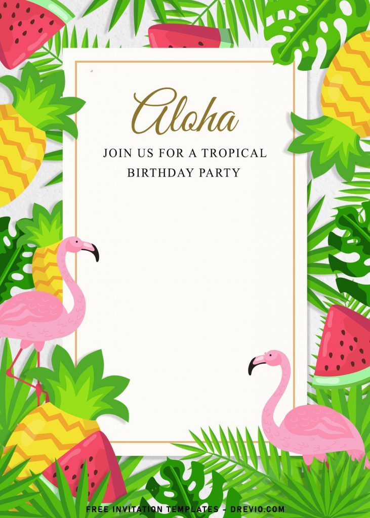 7+ Summer Inspired Birthday Invitation Templates For Your Kid's Tropical Birthday Party and has jungle inspired background or border design
