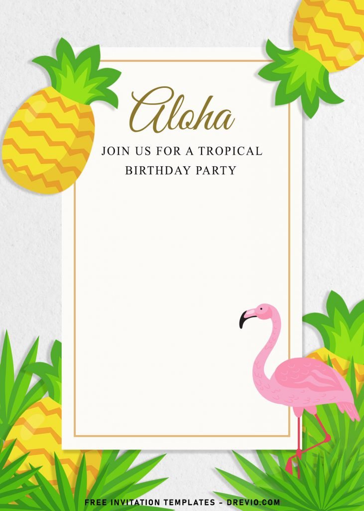 7+ Summer Inspired Birthday Invitation Templates For Your Kid's Tropical Birthday Party and has Aloha text and white text box