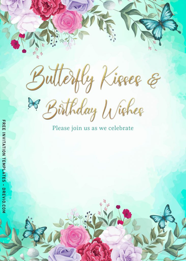 7+ Watercolor Butterfly Birthday Invitation Templates For All Ages and has portrait orientation card