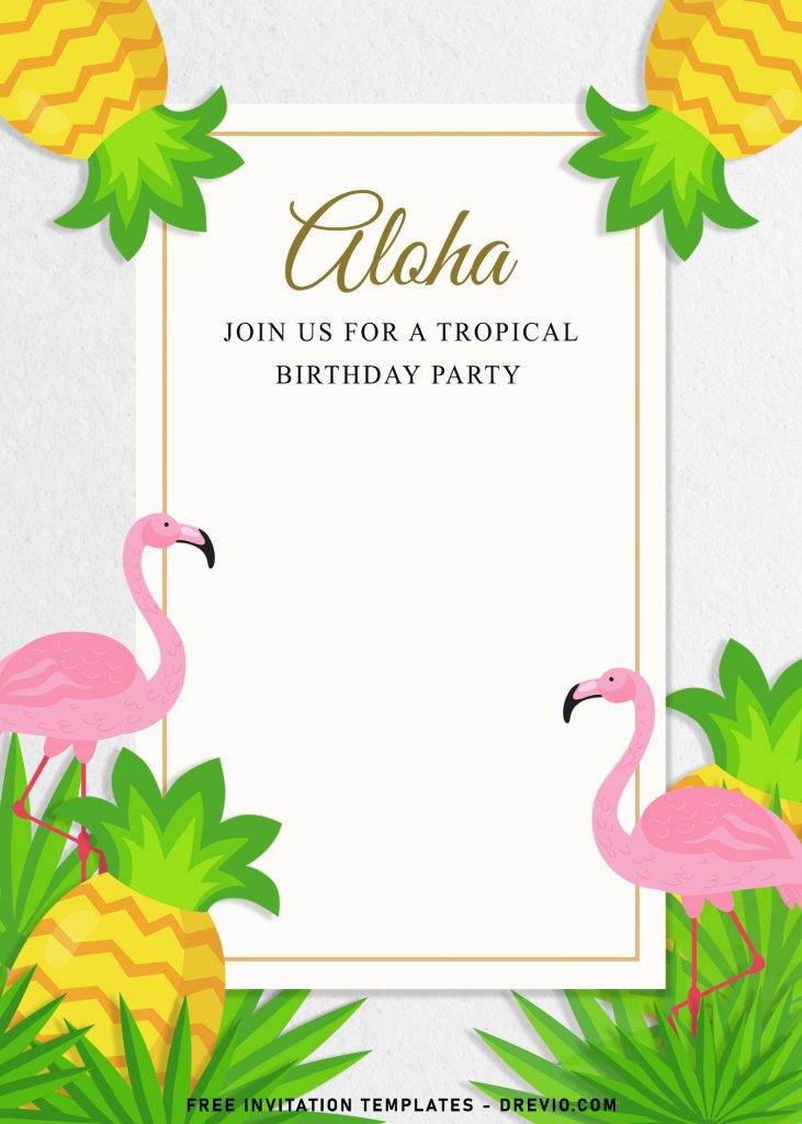 7+ Summer Inspired Birthday Invitation Templates For Your Kid's Tropical Birthday Party and has cute pink flamingos 