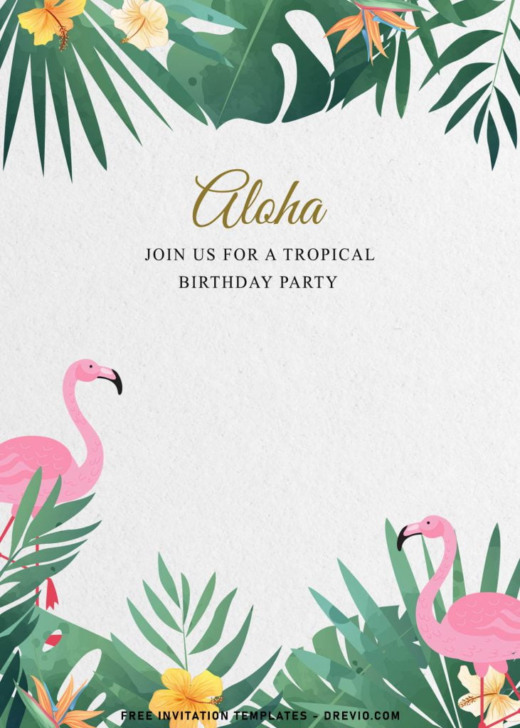 7+ Summer Inspired Birthday Invitation Templates For Your Kid's Tropical Birthday Party and has greenery foliage