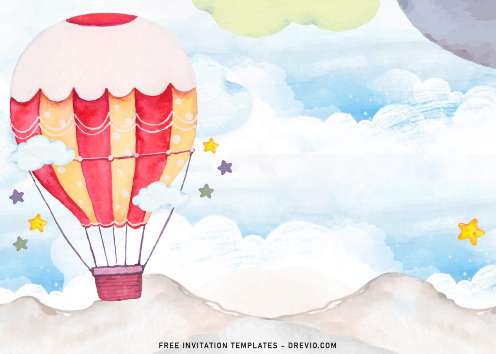 7+ Watercolor Hot Air Balloons Birthday Invitation Templates and has beautiful scenery
