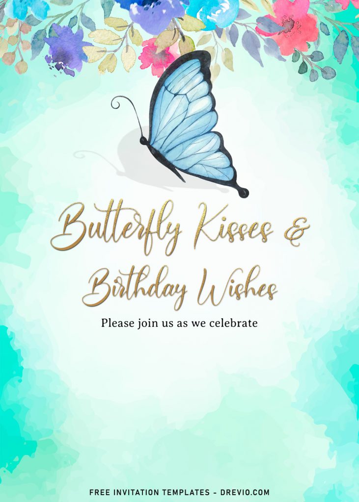 7+ Watercolor Butterfly Birthday Invitation Templates For All Ages and has elegant design