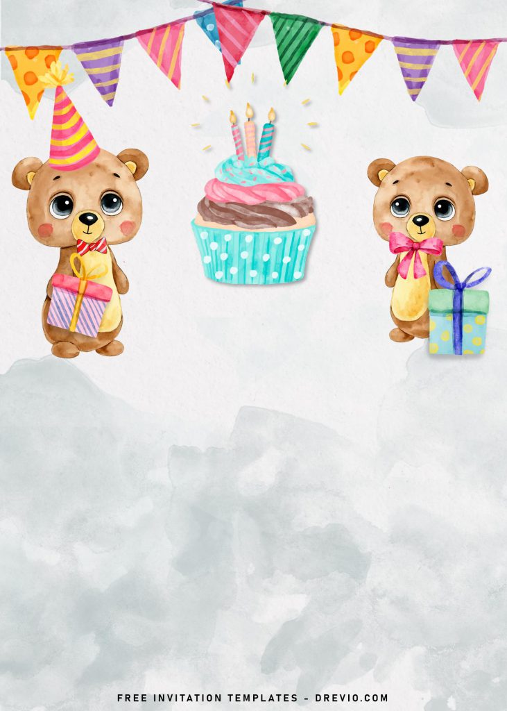 8+ Adorable Baby Bear Birthday Invitation Templates and has adorable watercolor teddy bear graphics