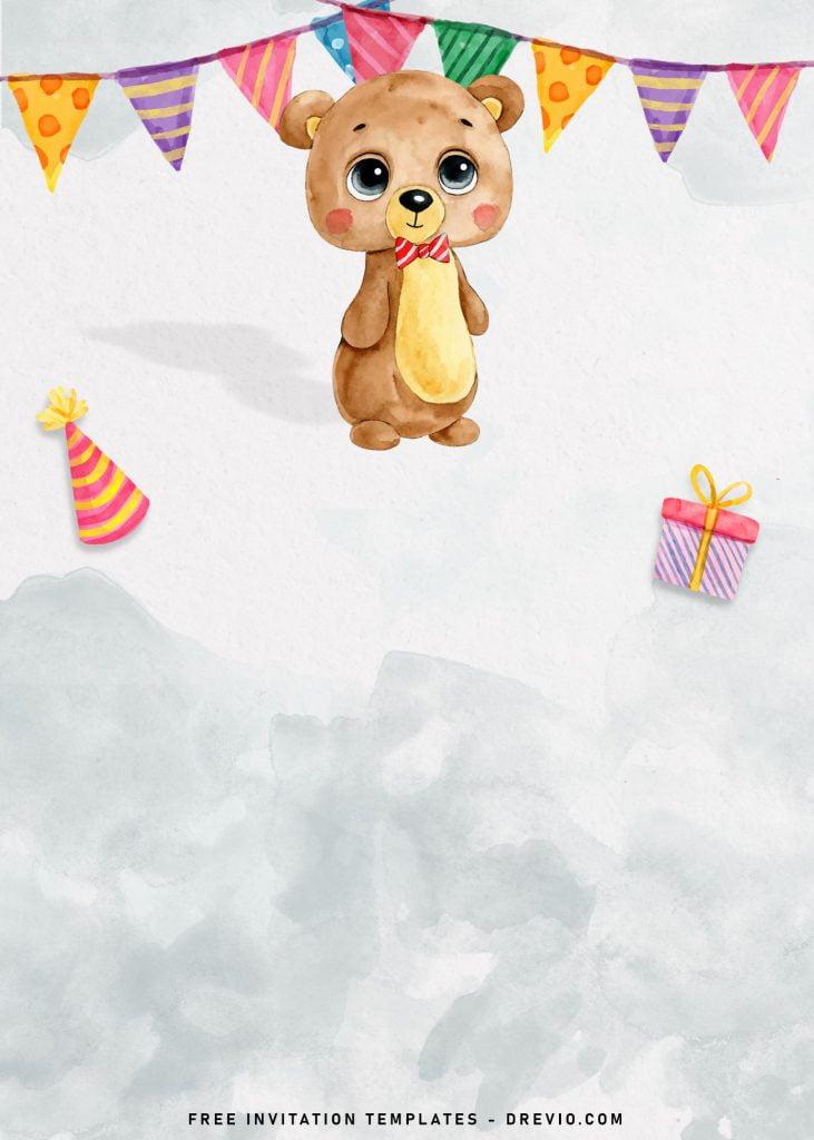 8+ Adorable Baby Bear Birthday Invitation Templates and has watercolor backgrond