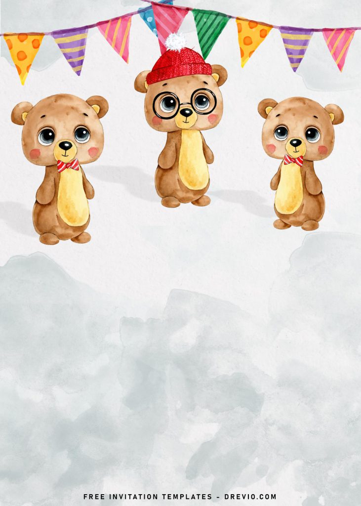 8+ Adorable Baby Bear Birthday Invitation Templates and has adorable teddy bear wear glasses