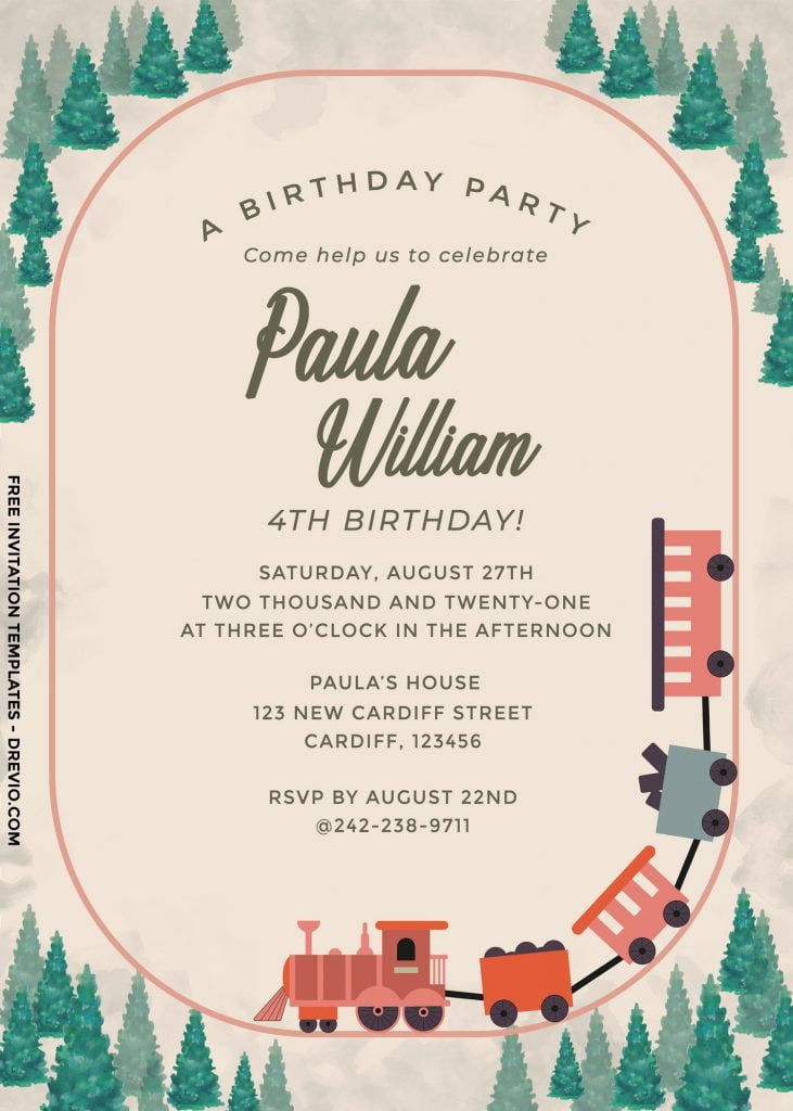 8+ Cute Vintage Train Themed Birthday Invitation Templates and has classy and vintage looks