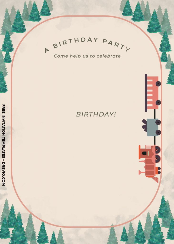 8+ Cute Vintage Train Themed Birthday Invitation Templates and has Railroad in the forest