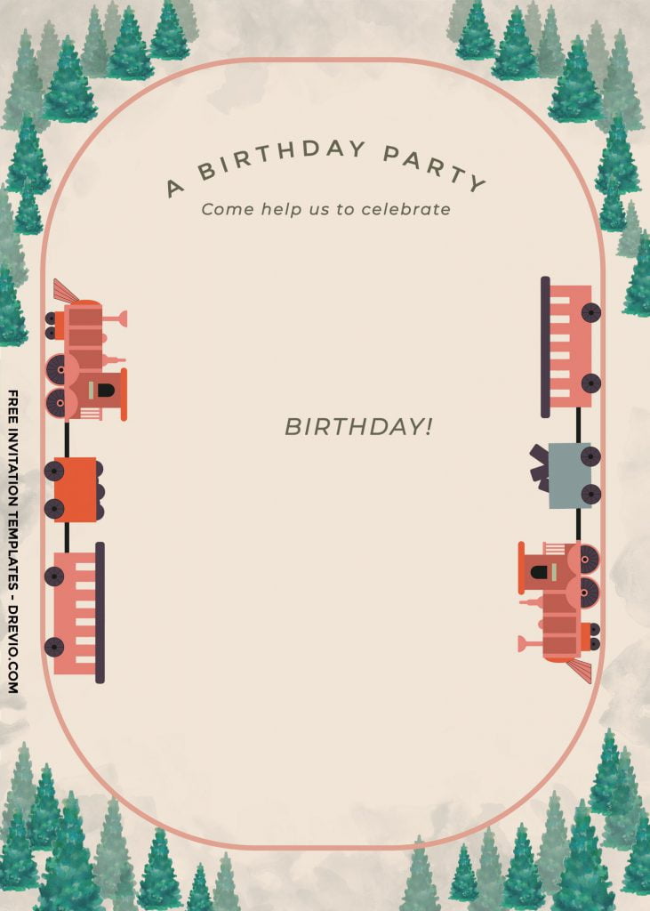 8+ Cute Vintage Train Themed Birthday Invitation Templates and has portrait orientation card design