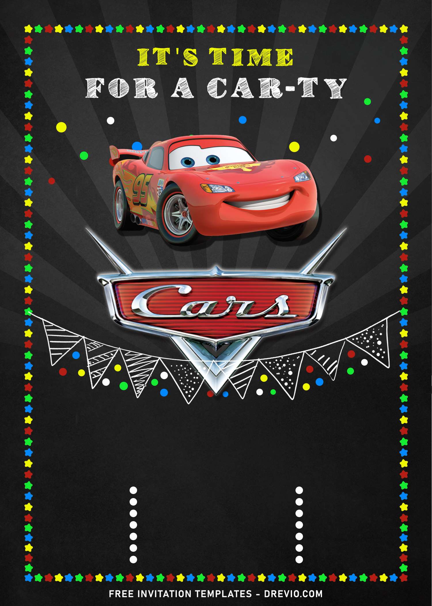 25+ Super Cool Disney Cars Chalkboard Themed Birthday Invitation With Cars Birthday Banner Template