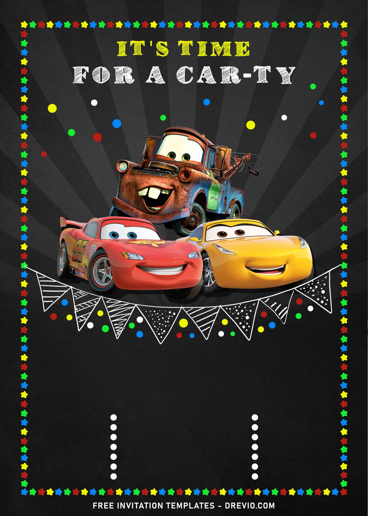 Disney Cars Lightning McQueen Birthday Party Invitations Personalised 