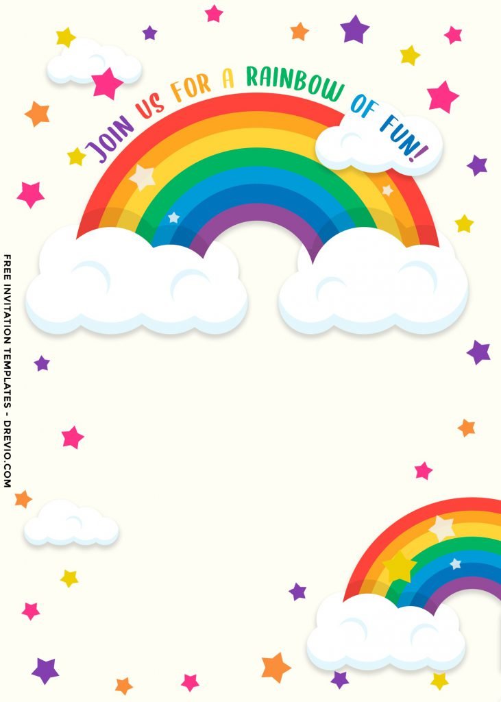 9+ Colorful Rainbow Invitation Card For Your Delightful Birthday Party and it has cute rainbow garland
