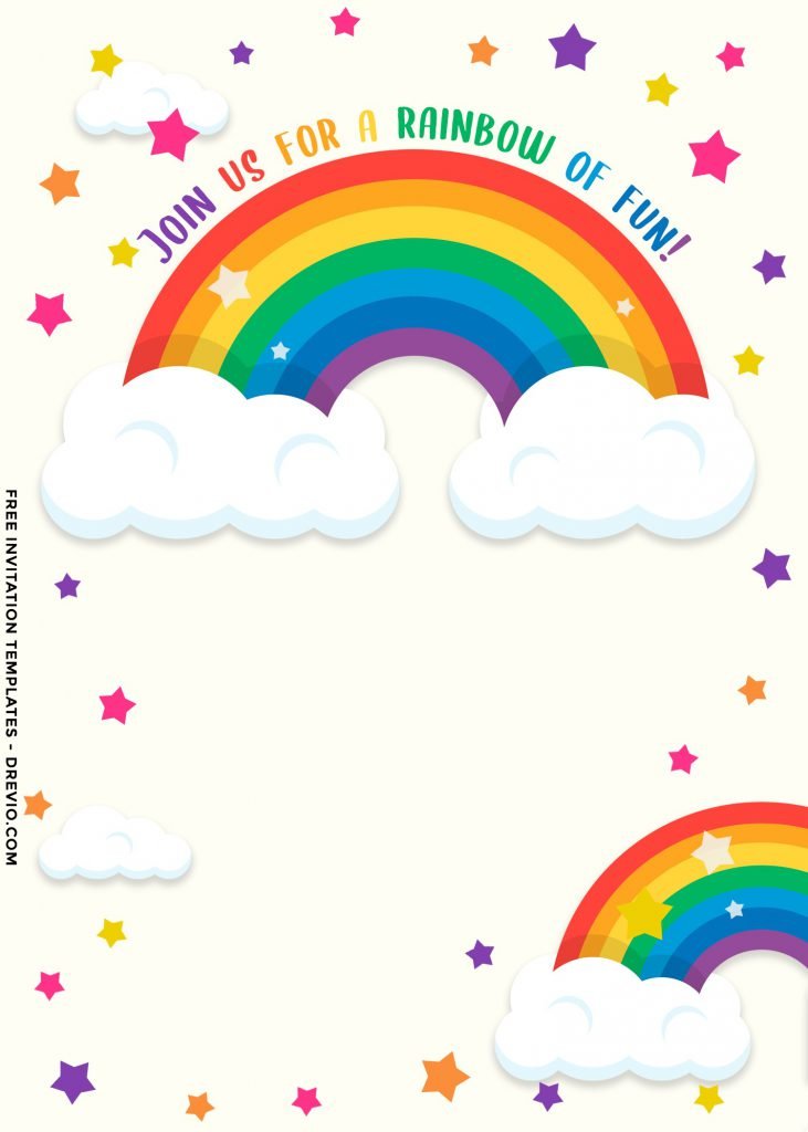 9+ Colorful Rainbow Invitation Card For Your Delightful Birthday Party and it has colorful twinkling stars