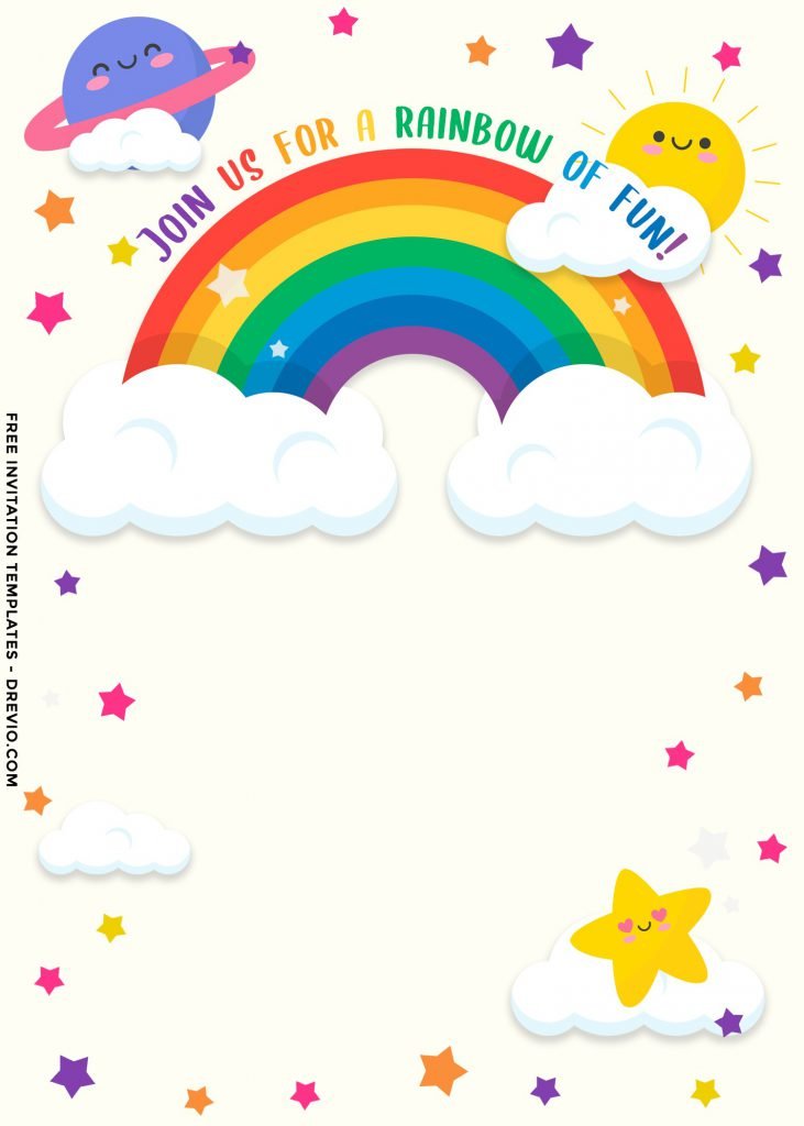 9+ Colorful Rainbow Invitation Card For Your Delightful Birthday Party and it has cute smiling star