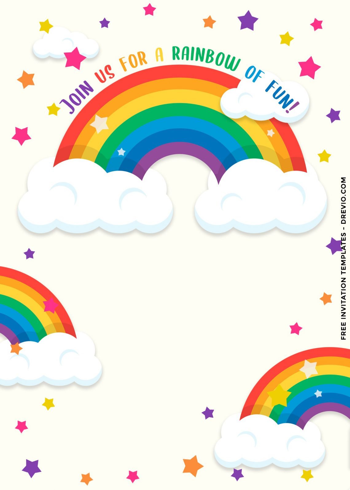 9+ Colorful Rainbow Invitation Card For Your Delightful Birthday Party and it has sparkling stars and rainbow