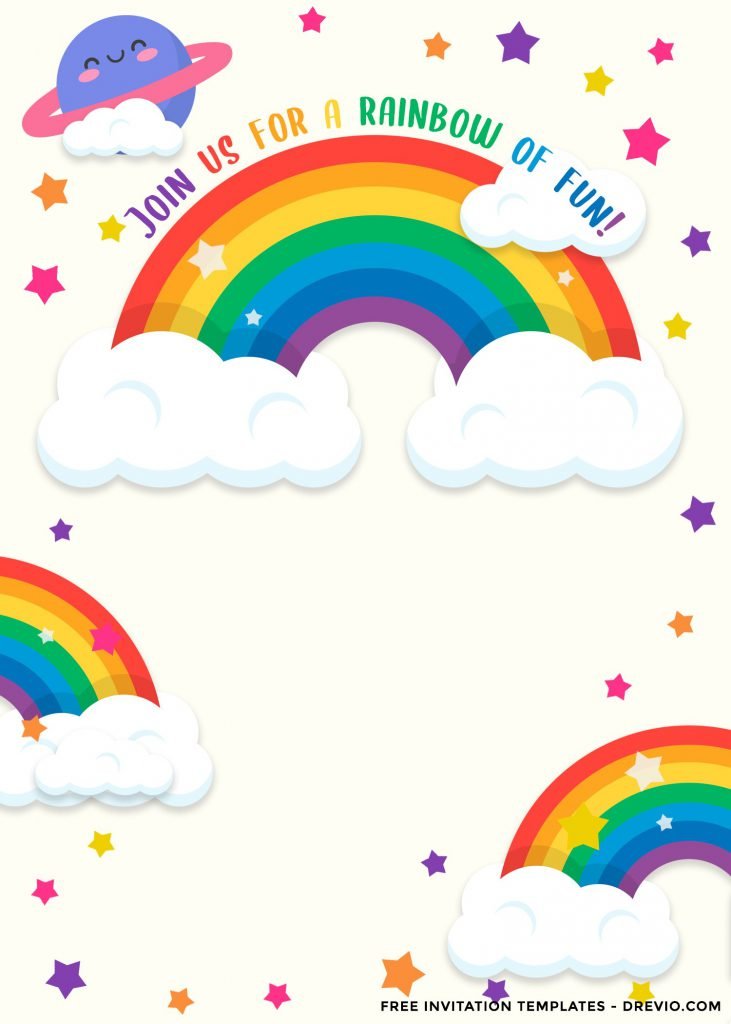 9+ Colorful Rainbow Invitation Card For Your Delightful Birthday Party and it has pastel colored rainbow