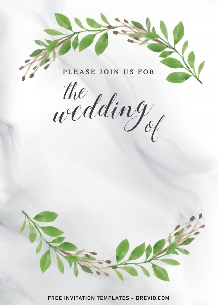 9+ Foliage Wedding Invitation Templates and has white marble background