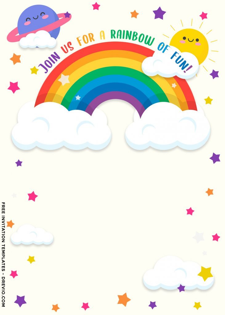 9+ Colorful Rainbow Invitation Card For Your Delightful Birthday Party and it has solid white background