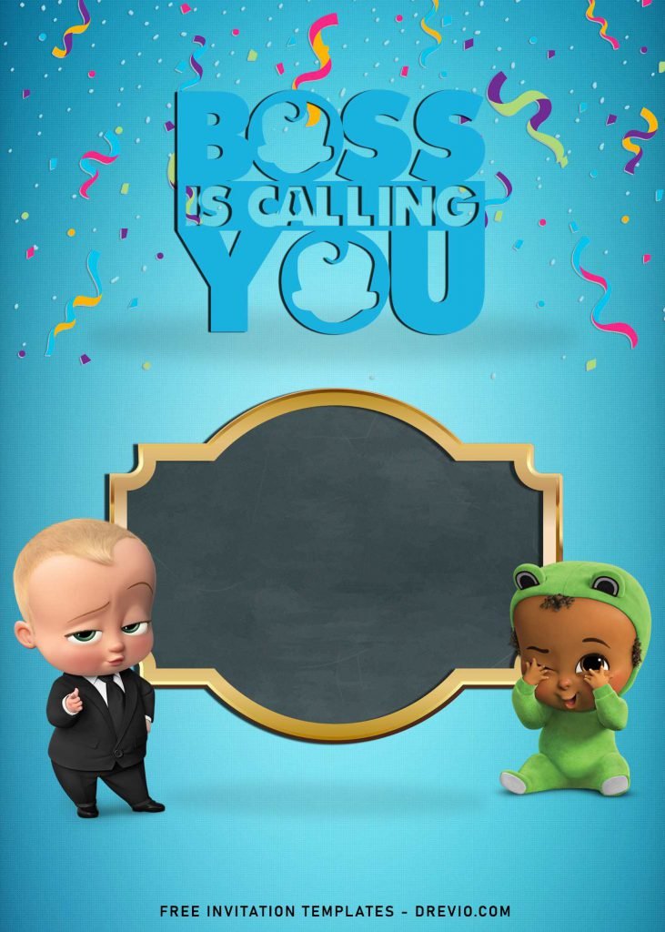 10+ Boss Baby Birthday Invitation Templates and has colorful confetti