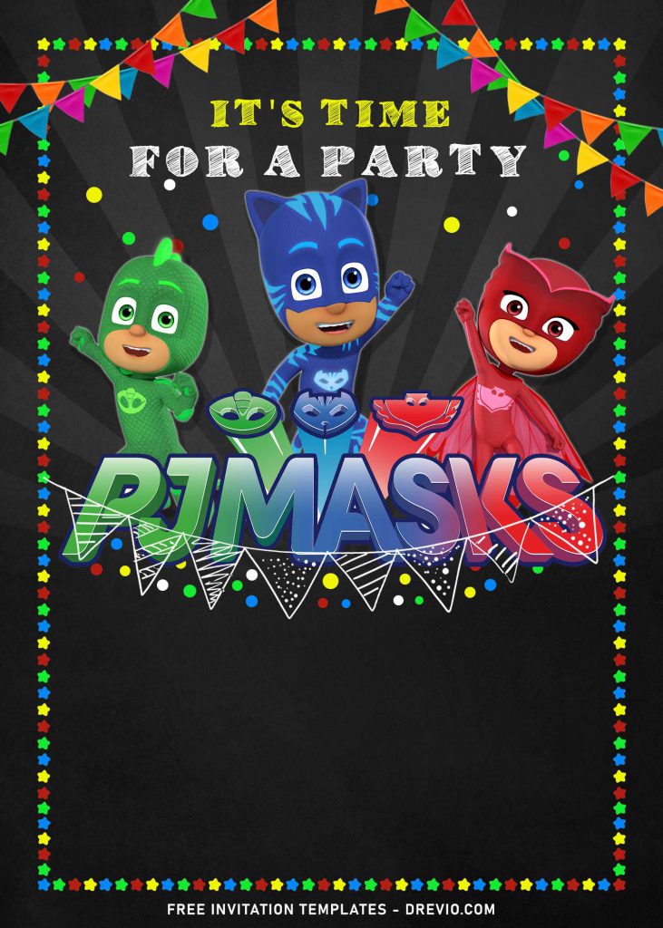 10+ PJ Masks Birthday Invitation Templates and has PJ Masks' logo