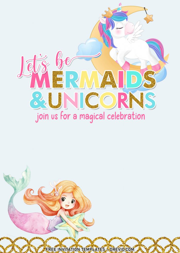 10+ Cheerful Mermaid And Unicorn Birthday Invitation Templates For Your Kid's Birthday Bash and has Magical Unicorn