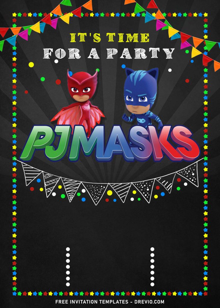 10+ PJ Masks Birthday Invitation Templates and has chalkboard background