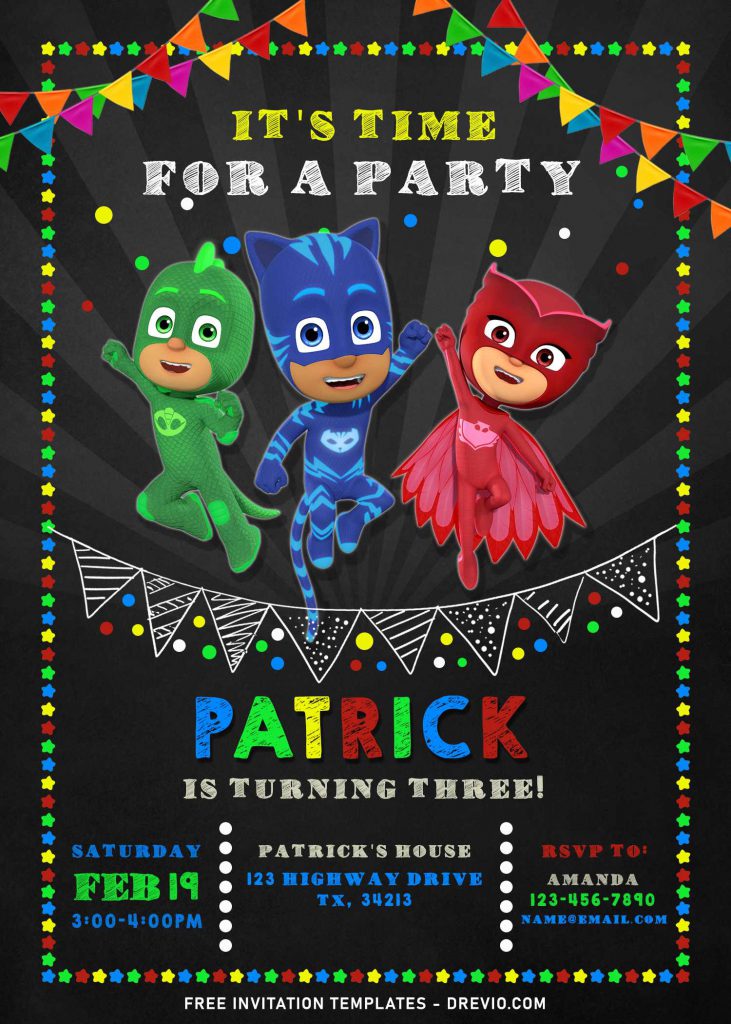10+ PJ Masks Birthday Invitation Templates