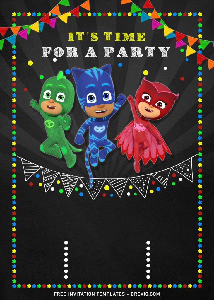 10+ PJ Masks Birthday Invitation Templates and has portrait orientation desing