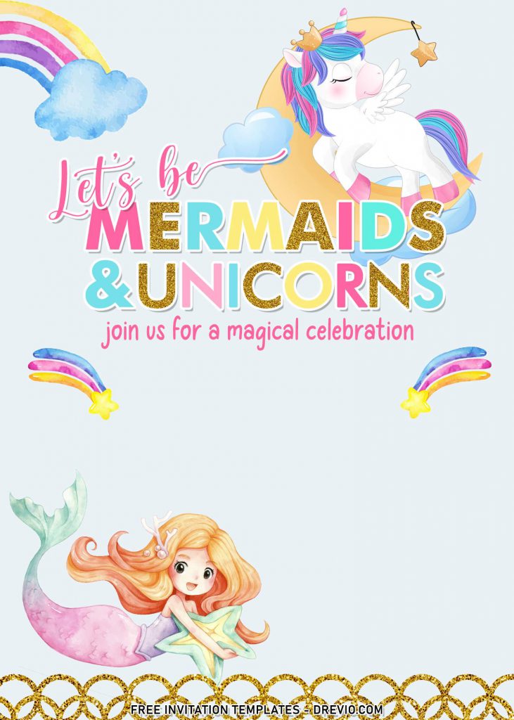 10+ Cheerful Mermaid And Unicorn Birthday Invitation Templates For Your Kid's Birthday Bash and has 