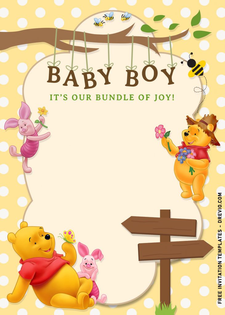 11+ Winnie The Pooh Birthday Invitation Templates and has portrait orientation card design