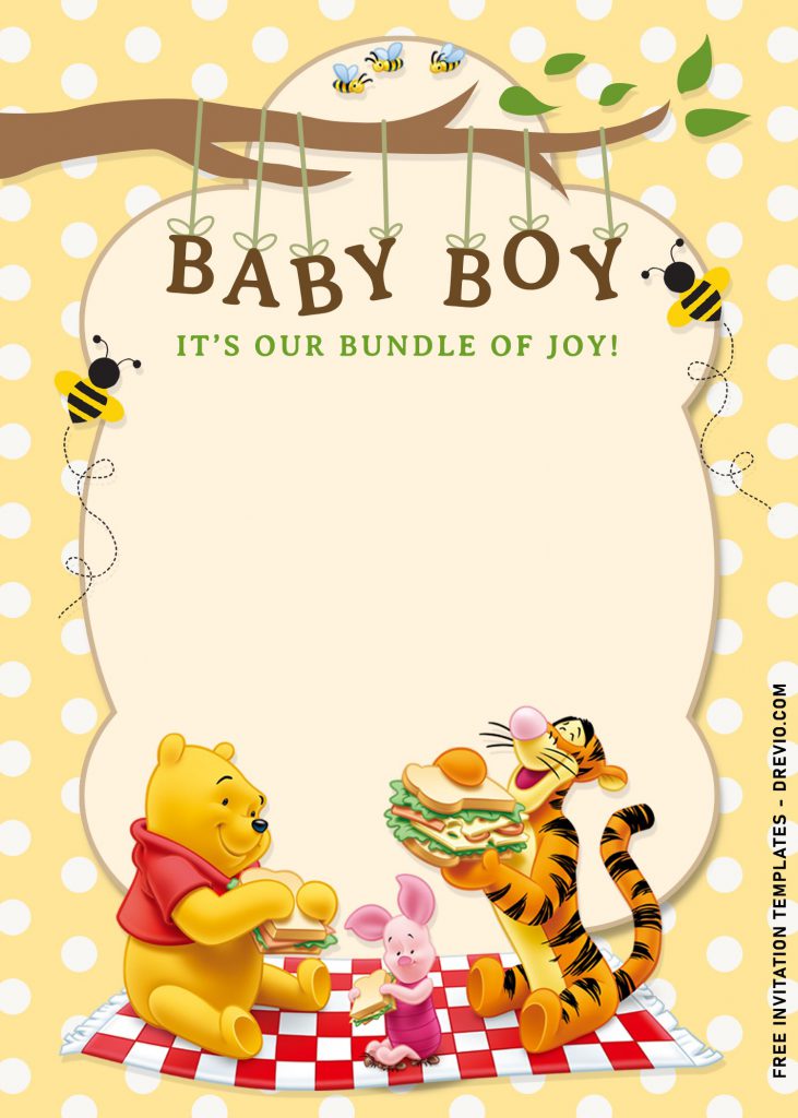 11+ Winnie The Pooh Birthday Invitation Templates and has Tiger And Pooh having delicious and fun Picnic