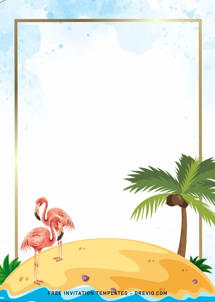 7+ Whimsical Summer Island Themed Birthday Invitation Templates and has flamingoes