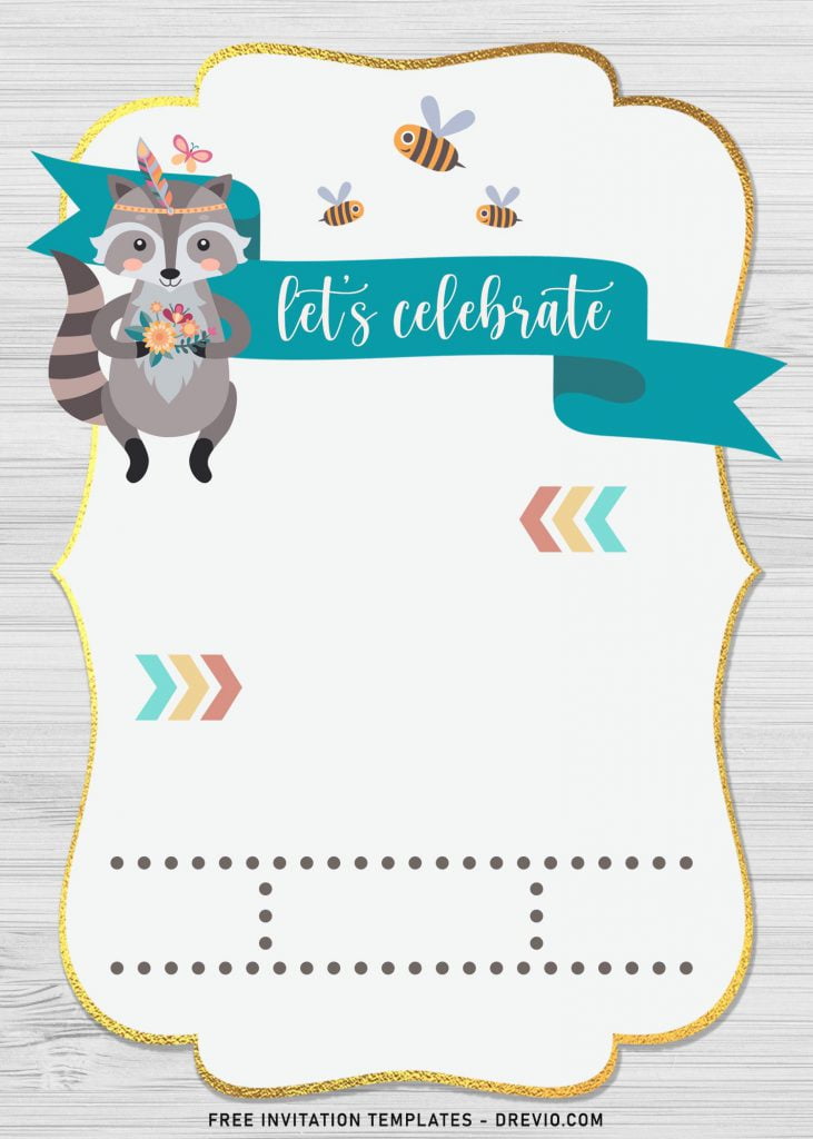 7+ Boho Woodland Animals Birthday Invitation Templates and has raccoon and the bees