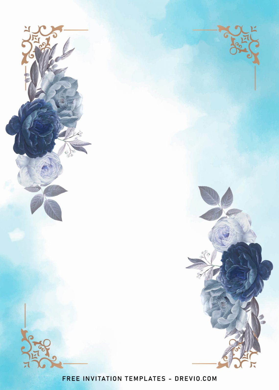 7+ Dazzling Watercolor Blue Roses Wedding Invitation Templates ...
