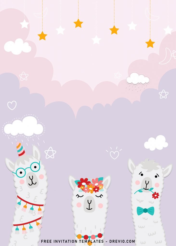 8+ Adorable Llama Birthday Invitation Templates and has cute Llama wears necklace and floral crown
